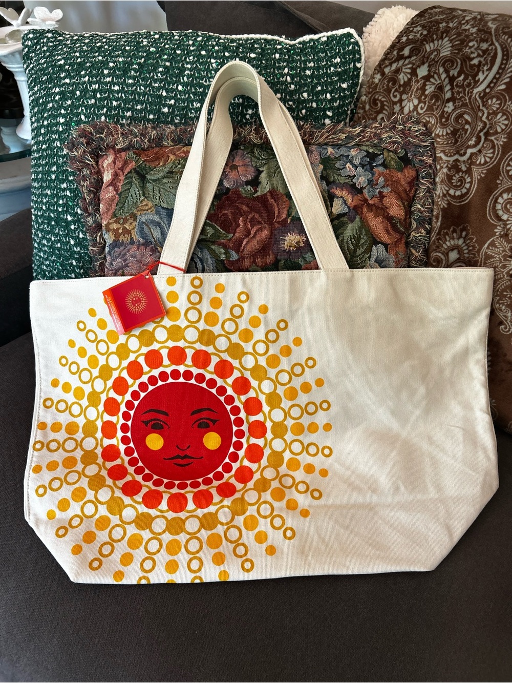Vintage Bath & Body Works Sunsational Canvas Tote Bag Y2K Sun Face Retro NWT